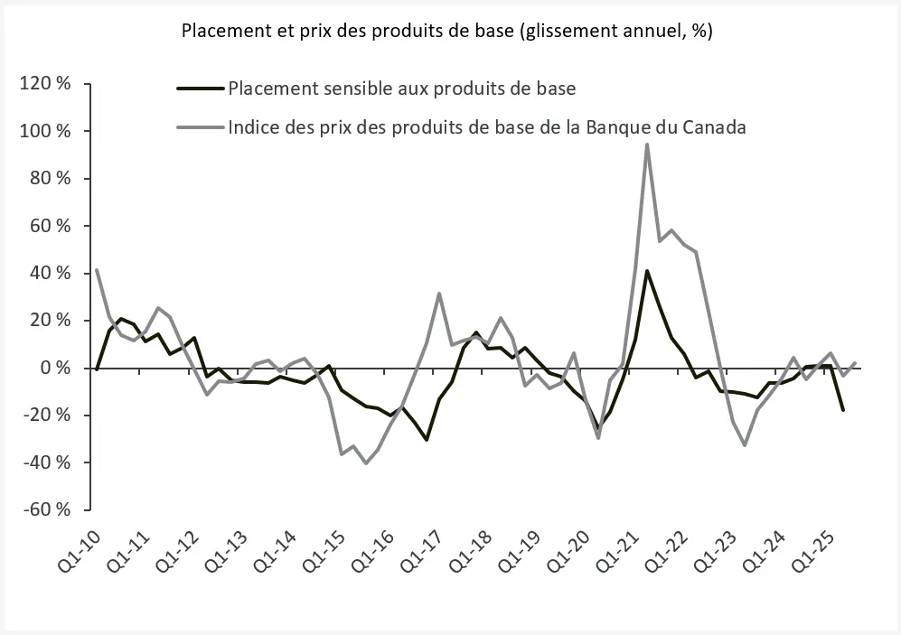La sous-performance des investissements est également liée à la volatilité des prix des matières premières.